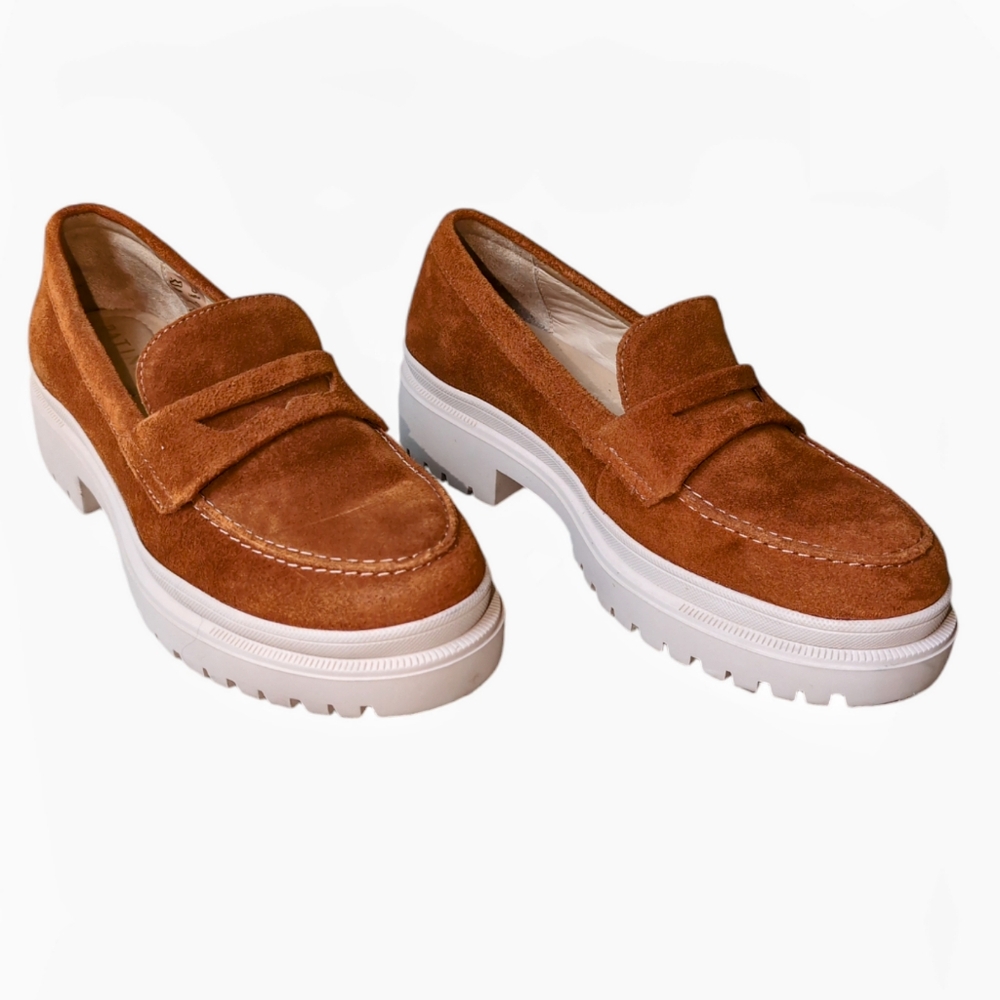 Portland Leather Patina Zoe Chunky Lug Sole Suede Loafer Rust Women's Size 9